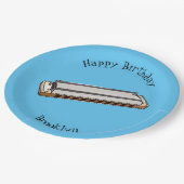 Harmonica Cartoon Illustration Pappteller (Schrägansicht)