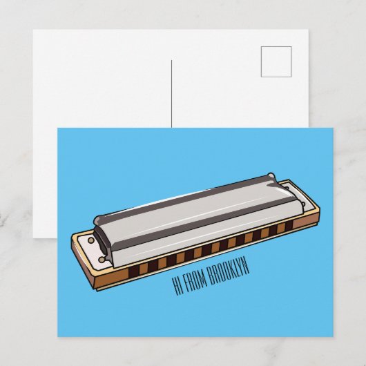 Harmonica Cartoon Illustration Postkarte (Vorne/Hinten)