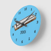 Harmonica Cartoon Illustration Runde Wanduhr (Winkel)