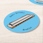 Harmonica Cartoon Illustration Runder Pappuntersetzer (Angewinkelt)