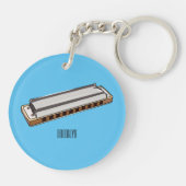 Harmonica Cartoon Illustration Schlüsselanhänger (Rückseite)