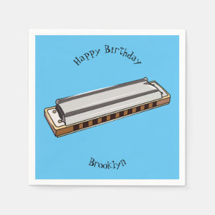 Harmonica Cartoon Illustration Serviette