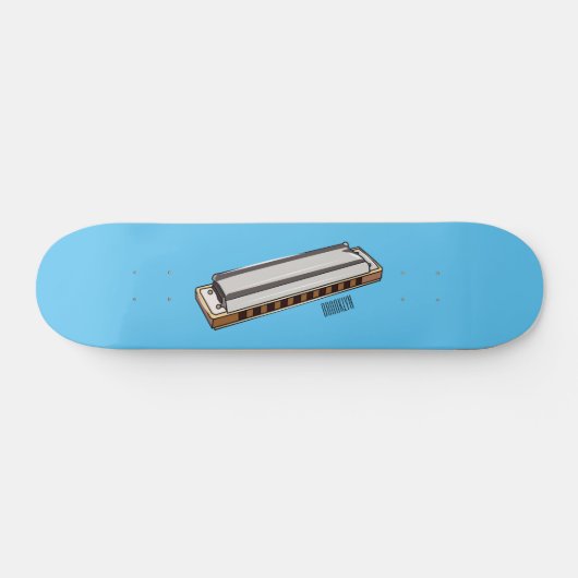 Harmonica Cartoon Illustration Skateboard (Horizontal)