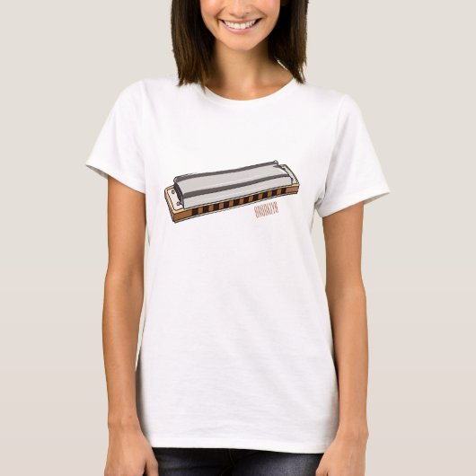 Harmonica Cartoon Illustration T-Shirt (Vorderseite)
