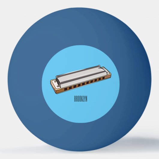 Harmonica Cartoon Illustration Tischtennisball (Vorderseite)