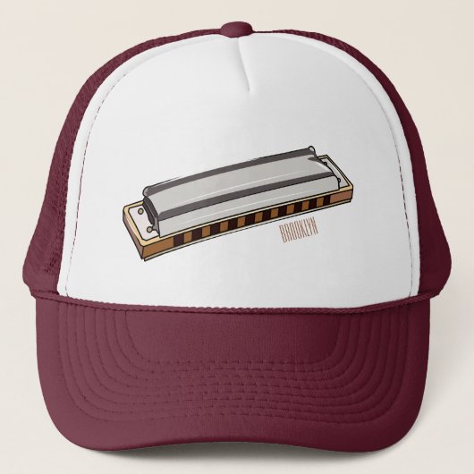 Harmonica Cartoon Illustration Truckerkappe (Vorderseite)