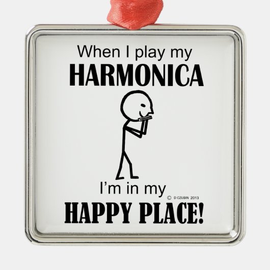 Harmonica Happy Place Ornament Aus Metall (Vorne)
