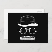 Harmonica Hat Music Instrument Blues Postkarte (Vorne/Hinten)