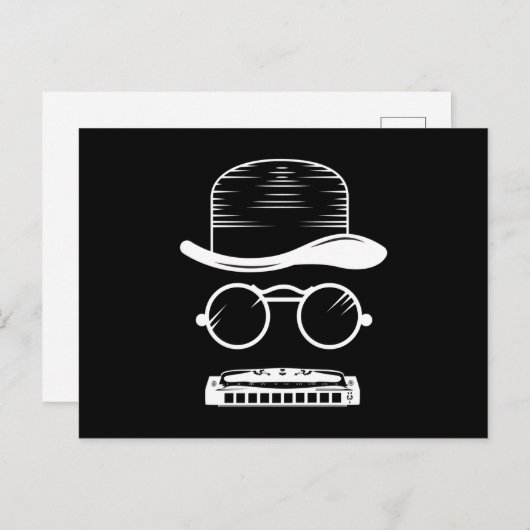 Harmonica Hat Music Instrument Blues Postkarte (Vorne/Hinten)