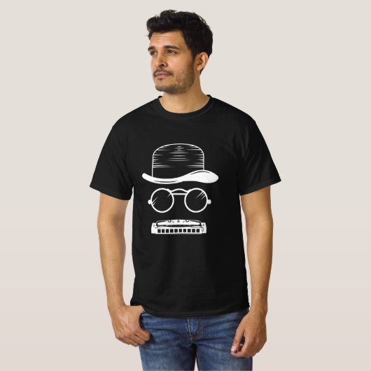 Harmonica Hat Music Instrument Blues T-Shirt (Vorne ganz)