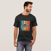 Harmonica Instrument Retro French Harp Player Blue T-Shirt (Vorne ganz)