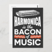 Harmonica ist das Bacon Of Music Funny Orchestra Postkarte (Vorne/Hinten)