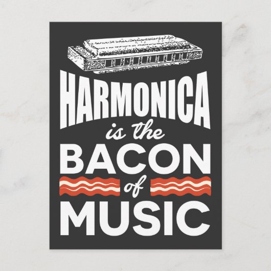 Harmonica ist das Bacon Of Music Funny Orchestra Postkarte (Vorderseite)