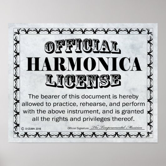 Harmonica License Poster (Vorne)