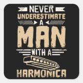 Harmonica Man Quadratischer Aufkleber (Vorderseite)
