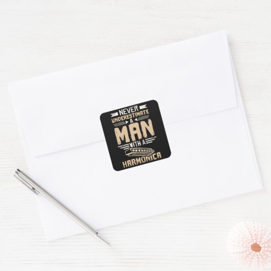 Harmonica Man Quadratischer Aufkleber (Umschlag)