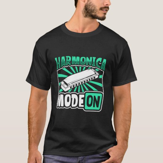 Harmonica Mode On Harmonica Player T-Shirt (Vorderseite)