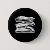 Harmonica Music Blues Instrument Akustik Geschenk Button (Vorderseite)