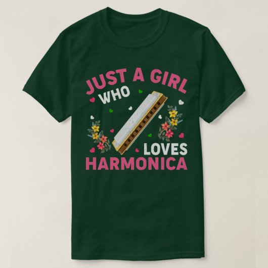 Harmonica Music Lover Just A Girl Liebe Harmon T-Shirt (Design vorne)