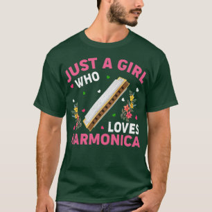 Harmonica Music Lover Just A Girl Liebe Harmon T-Shirt