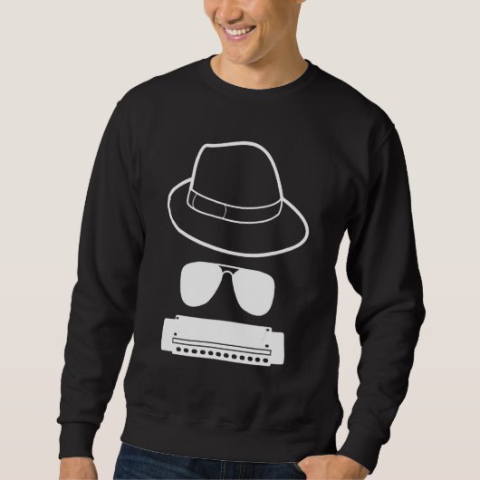 Harmonica Papphut und Sonnenbrille Sweatshirt (Vorderseite)