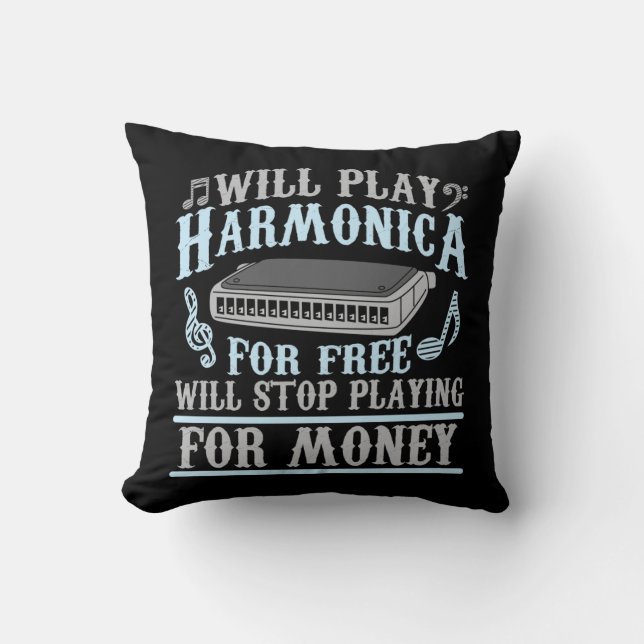 Harmonica Player Blues Music French Harber Kissen (Vorderseite)