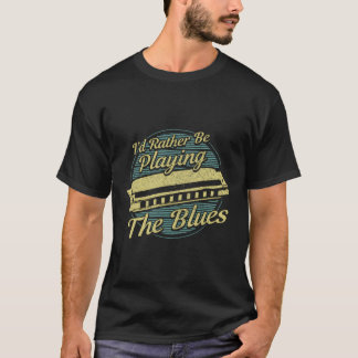 Harmonica Player Blues Music Musical T-Shirt