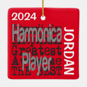 Harmonica Player Extraordinaire CUSTOM Keramikornament