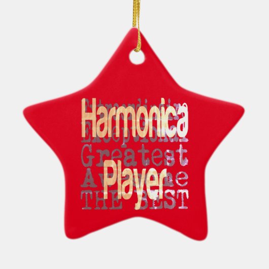 Harmonica Player Extraordinator Keramik Ornament (Hinten)