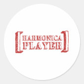 Harmonica Player Runder Aufkleber (Vorderseite)