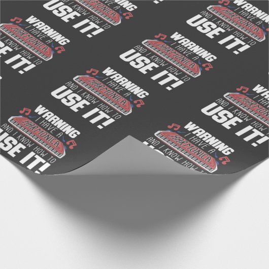 Harmonica Player Warning Blues Music French Harp Geschenkpapier (Ecke)