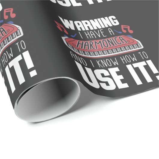 Harmonica Player Warning Blues Music French Harp Geschenkpapier (Rolleneckpunkt)