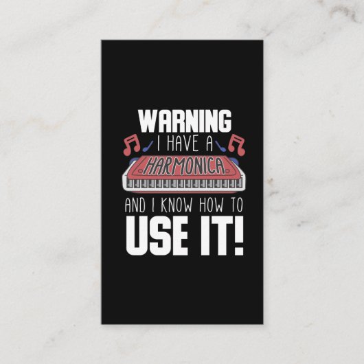 Harmonica Player Warning Blues Music French Harp Visitenkarte (Vorderseite)