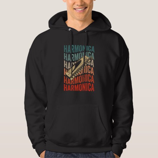 Harmonica Retro Harmonicist Harp Player Hoodie (Vorderseite)