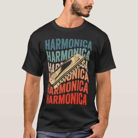 Harmonica Retro Harmonicist Harp Player T-Shirt (Vorderseite)