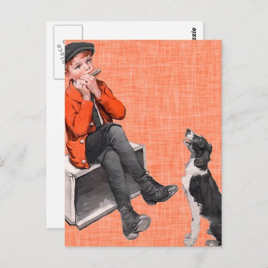 Harmonica spielen postkarte (Vorne/Hinten)