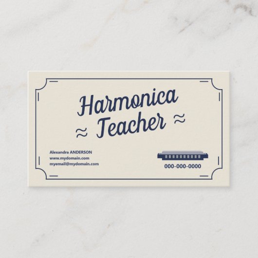 Harmonica Teacher - Vintage Visitenkarte (Vorderseite)