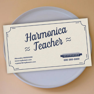 Harmonica Teacher - Vintage Visitenkarte