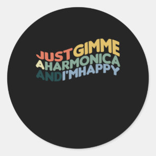 Harmonica und im Happy Blues Music Acoustic Gift Runder Aufkleber