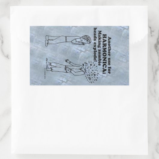 Harmonica Zombie Explode rechteckige Aufkleber (Tasche)