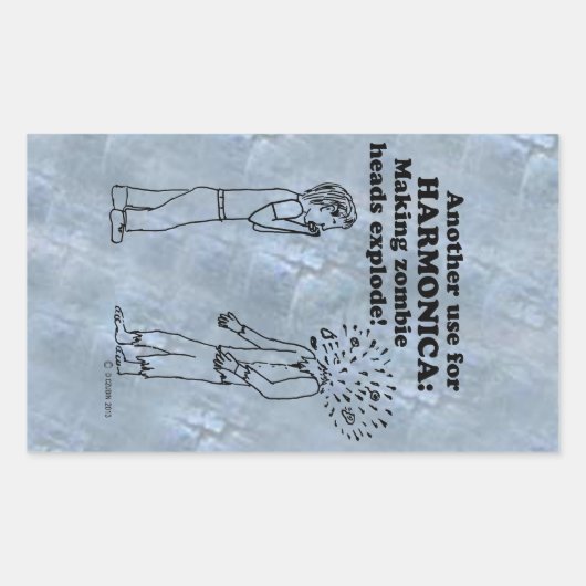 Harmonica Zombie Explode rechteckige Aufkleber (Vorderseite)