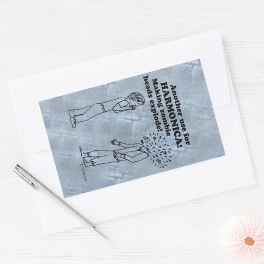 Harmonica Zombie Explode rechteckige Aufkleber (Umschlag)