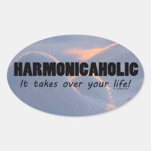 Harmonicaholic Life Oval Aufkleber
