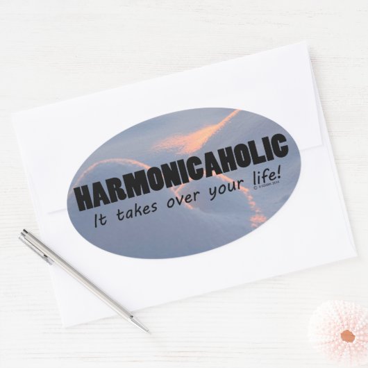 Harmonicaholic Life Oval Aufkleber (Umschlag)
