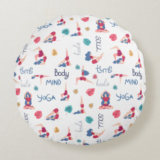Harmonie & Balance - Yoga Themed Rundes Kissen