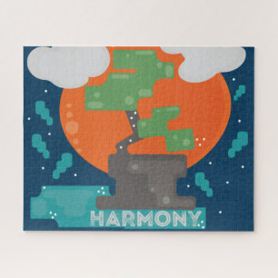 Harmonie-Bonsai-Baum Pixel-Spieler Puzzle