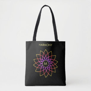 Harmonie-buntes Mandala auf schwarzer Tote-Tasche Tasche