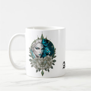 Harmonie der Elemente, die Frau mit dem Löwen. Kaffeetasse