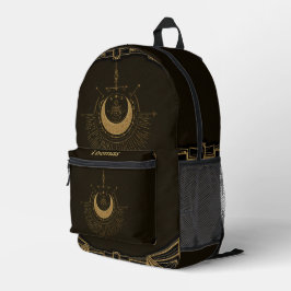 Harmonie der Elemente: Mond, Gold und Geometrie. Bedruckter Rucksack