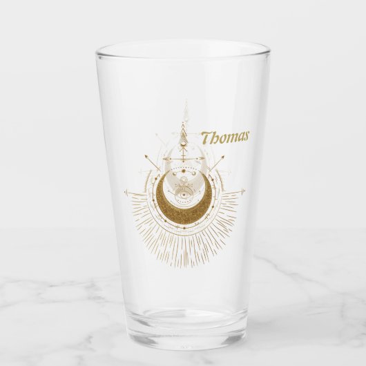 Harmonie der Elemente: Mond, Gold und Geometrie. Glas (Vorderseite)